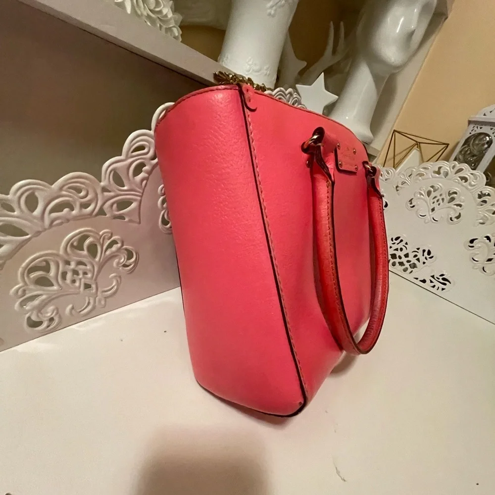 Kate Spade Neon Coral Pink Leather Tote